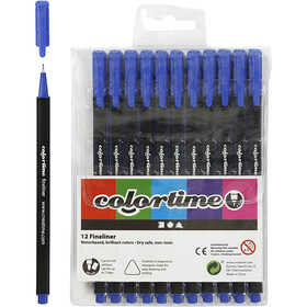 Fineliners - Donkerblauw - lijndikte 0,6-0,7mm - Colortime - 12 stuks