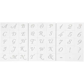 Letters en cijfers sjabloon, H: 20-30 mm, A5, 148x210 mm, 3 vel/ 1 doos