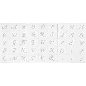 Letters en cijfers sjabloon, H: 20-30 mm, A5, 148x210 mm, 3 vel/ 1 doos
