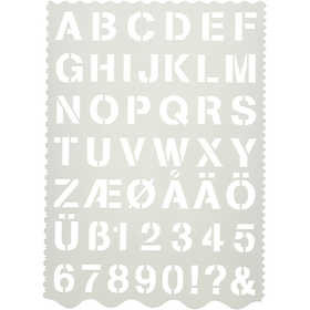 Sjabloon, letters en cijfers, H: 25 mm, 21x29 cm, 1 stuk