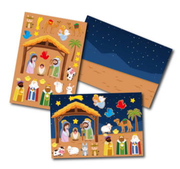 Kerststal stickers - Eigen Kerststal maken - 21x14,5cm