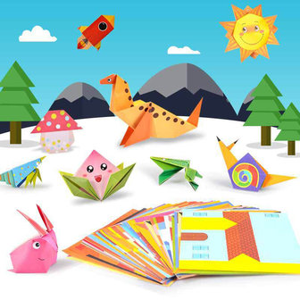 Vouwblaadjes - Origami - Zelf vormen maken van papier - Dieren - Kinderen - Educatief - 54 velletjes