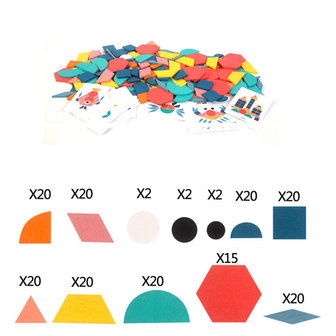 Tangram Puzzel - Educatieve 3D Puzzel - Kinderen - Hout - Met opbergzakje &amp; Voorbeelden - 155 stukjes 