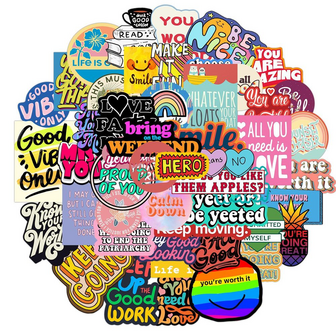 Kleurrijke scrapbook stickers met quotes