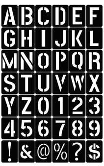 Lettersjablonen met letters, cijfers en tekens