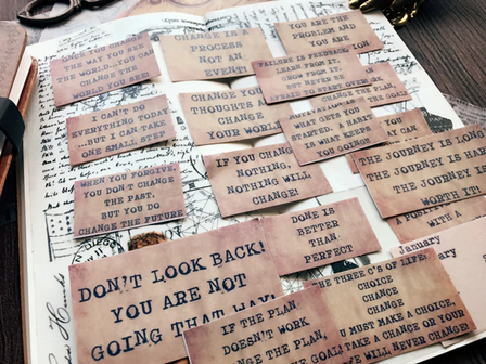 Scrapbook stickers - Vintage Stickers met krachtige quotes en teksten - Engels - Tim Holtz Style - Kraft Bruin - 17 stuks