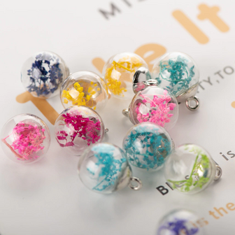Glas Kralen - Glazen bolletje Miniatuur Bloemen - Romantisch - Sieraden Hangers &amp; Bedels - Multicolor - 16mm