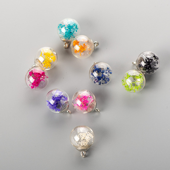 Glas Kralen - Glazen bolletje Miniatuur Bloemen - Romantisch - Sieraden Hangers &amp; Bedels - Multicolor - 16mm