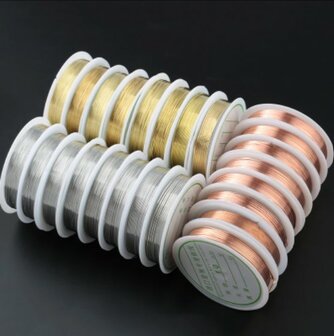 Metallic Koperdraad - Hobbydraad - DIY Draad - Copper Wire - Sieraden maken - Goud, Zilver, Rose  - 0,3mm - 13mtr - 3 stuks