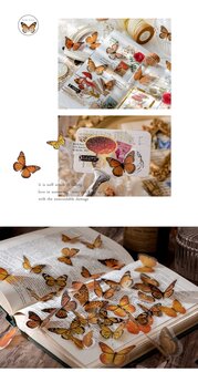 Stickers - Vlinder - Butterfly - Scrapbook plaatjes - Neutrale kleuren - 40 stuks