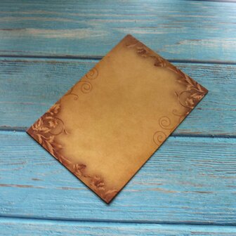 Kraft Papier - Vintage Briefpapier - Scrapbook Papier - Bruin Briefpapier Met Bladeren Sierrand - A6 Briefpapier - 14,5x21cm - 16 vellen