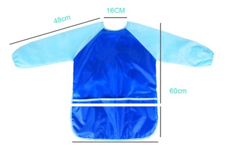 Schort - Verf schort - Schort voor knutselen - Kinderen - Waterdicht - Lange mouwen - Blauw - 60x45cm