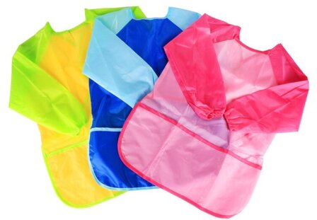 Schort - Verf schort - Schort voor knutselen - Kinderen - Waterdicht - Lange mouwen - Roze - 60x45cm