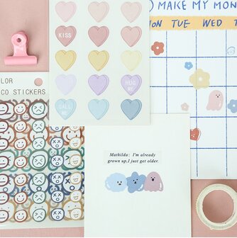 Bullet Journaling - Stickers - Kleur - Smileys - 3 vellen - 115 stickers