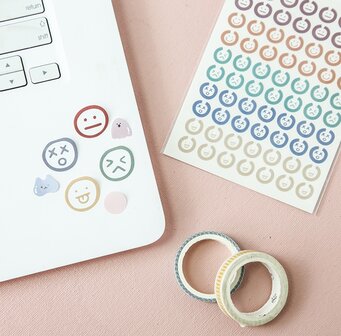 Bullet Journaling - Stickers - Kleur - Smileys - 3 vellen - 115 stickers