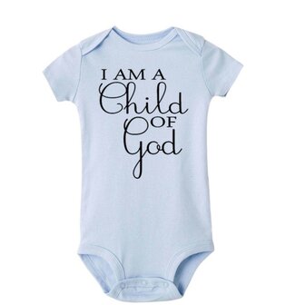 Romper - Baby - Kinderen - Lichtblauw - Christelijk - Geloof - I am a child of God - Mt. 62