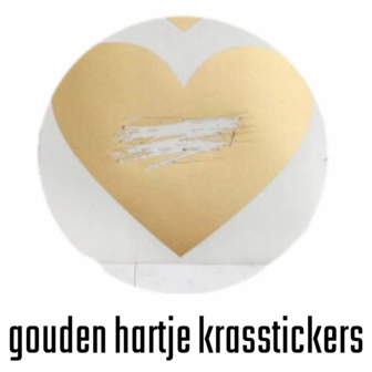 Krasstickers - Zelf krasplaatjes maken - Kraskaart Sticker - Hartjes - Goud - 6-7cm - 10 stuks