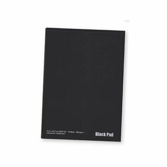 Tekenblok - Black Pad - Zwart Tekenpapier - Hoogwaardige A4 Vellen - Voor Schilderen, Tekenen, en Creatieve Hobby Projecten - Geschikt Voor Acrylverf en Markers - 300 Gram - Talens AMI - Set van 10