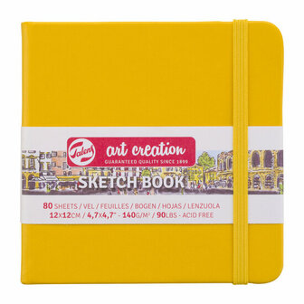 Schetsboek - Tekenboek - Harde kaft - Met Elastiek - Golden Yellow - 12x12cm - 140gr - 80 blz - Talens