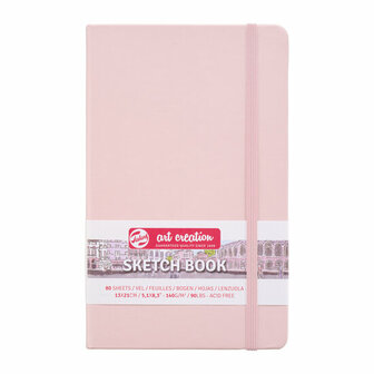 Schetsboek - Tekenboek - Harde kaft - Met Elastiek - Pastel Pink - 13x21cm - 140gr - 80 blz - Talens