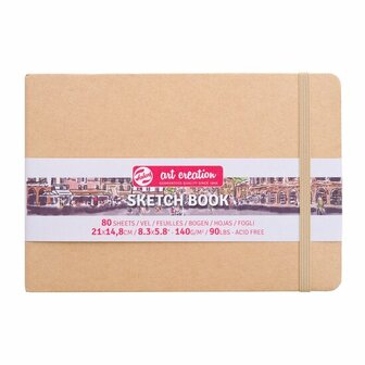 Schetsboek - Kraft - 21x14,8 cm - Gebroken Wit Papier - 140 grams - Art creation - 80 vellen