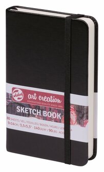 Schetsboek - Tekenboek - Harde kaft - Met Elastiek - Zwart - 9x14cm - 140gr - 80blz - Talens