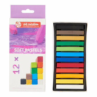 Art Creation Softpastels Set - Pastelkrijt Set - Zachte Krijtpastels - Rijke Pigmenten - Mengbare Kleuren - Voor Portretten &amp; Landschappen - 12 Stuks
