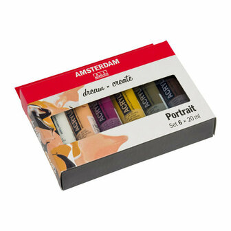 Amsterdam Acrylverf Set - Portrait Colors - Acrylverf - Sneldrogende verf - Kunstschildersverf - Pigmentrijke verf - Verf voor huidtinten - Acrylverf sets - 6 x 20 ml