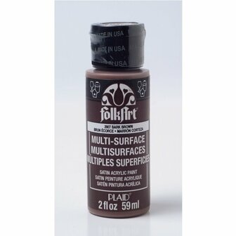 Acrylverf Multi Surface - Universele Acrylverf - Bruine Hobbyverf - Sneldrogende Dekkende Verf - Glasverf - Houtverf - Keramiekverf - Plasticverf - Buitenverf - #2907 Bark Brown - 59 ml - FolkArt