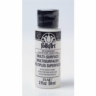 Acrylverf Multi Surface - Universele Acrylverf Wit - Witte HobbyverfGlasverf - Houtverf - Keramiekverf - Plasticverf - Buitenverf - #2938 Titanium White - 59 ml - FolkArt