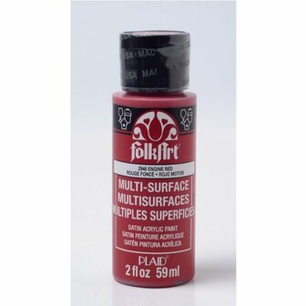 Acrylverf Multi Surface - Universele Acrylverf Rood - Rode Hobbyverf - Sneldrogende Dekkende Verf - Glasverf - Houtverf - Keramiekverf - Plasticverf - Buitenverf -#2948 Engine Red - 59 ml - FolkArt