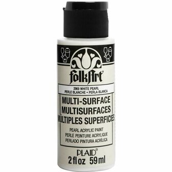 Acrylverf Multi Surface Pearl - Universele Acrylverf - Witte HobbyverfGlasverf - Houtverf - Keramiekverf - Plasticverf - Buitenverf - #2969 White Pearl - 59 ml - FolkArt