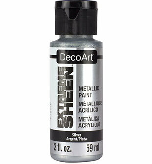 Metallic Verf - Acrylverf Metallic Zilver - Metaalverf - Zilverkleurige Metallic Hobbyverf - Glansverf - Shimmerverf - DecoArt Extreme Sheen - 59ml