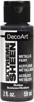 Metallic Verf - Acrylverf Metallic Obsidian - Metaalverf - Zwartkleurige Metallic Hobbyverf - Glansverf - Shimmerverf - DecoArt Extreme Sheen - 59ml