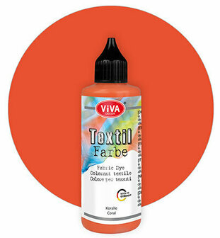 Textielverf Koraal &ndash; Koraal Kledingverf &ndash; Textiel Kleurstof &ndash; Stoffenverf - Kledingverf - Verf Voor Kleding - Cold Dye, Vintage Effect, Batik, Tie-dye, Shibori, Dip Dye - Viva - 90 ml
