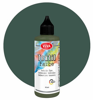 Textielverf Kaki Groen &ndash; Kaki Groene Kledingverf &ndash; Textiel Kleurstof &ndash; Stoffenverf - Kledingverf - Verf Voor Kleding - Cold Dye, Vintage Effect, Batik, Tie-dye, Shibori, Dip Dye - Viva - 90 ml