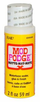 Mod Podge Mat - Alles-in-&eacute;&eacute;n Lijm, Verzegeling en Vernis - Transparante Lak Voor Decoupage, Papier, Hout en Hobbyprojecten - 59 ml