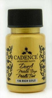 Metallic Verf - Acrylverf Metallic Rich Gold - Metaalverf - Goudkleurige Metallic Hobbyverf - Glansverf - Shimmerverf - Cadence Dora Metallic - 50ml