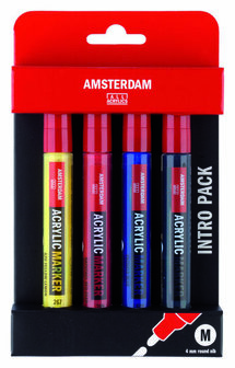 Amsterdam Markers Basis Set - Acrylverf Markers - Watervaste Verf Stiften - Acryl Stiften - Geschikt voor Canvas, Steen, Glas &amp; Hout - 4 Stuks