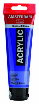 Amsterdam Acrylverf - Blauwe Acrylverf - 504 Ultramarijn - Acrylic Paint - Acrylaatverf - Acrylic Paint - Hobbyverf - Kunstschildersverf - Lichtechte Sneldrogende Verf - 120ml