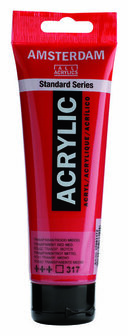 Amsterdam Acrylverf - 317 Transparantrood Middel - Acrylverf - Sneldrogende verf - Pigmentrijke verf - Kunstschildersverf - Kleurrijke verf - Verf voor canvas - 120 ml