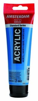 Amsterdam Acrylverf - Blauwe Acrylverf - 582 Mangaanblauw - Acrylic Paint - Acrylaatverf - Acrylic Paint - Hobbyverf - Kunstschildersverf - Pigmentrijke Sneldrogende Verf - Hobbyverf Blauw - 120ml