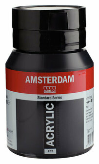 Amsterdam Acrylverf - 702 Lampenzwart - Acrylverf - Pigmentrijke verf - Sneldrogende verf - Kunstschildersverf - Kleurrijke verf - Verf voor canvas - Verf voor textiel - 500 ml