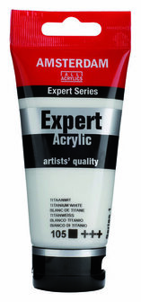 Amsterdam Acrylverf Expert - 105 Titaanwit - Acrylverf - Pigmentrijke Verf - Sneldrogende Verf - Kunstschildersverf - Verf voor Canvas - Verf voor Hout - 75 ml
