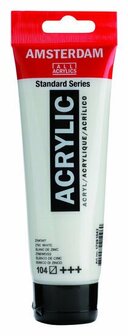 Amsterdam Acrylverf - 104 Zinkwit - Acrylverf Wit - Dekwitte Acrylverf - Opaak Wit - Mengbare Kleur - Sneldrogend - Voor Canvas, Papier &amp; Hout - 120 ml