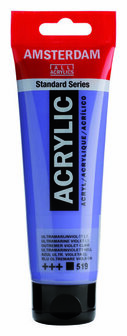 Amsterdam Acrylverf - Blauwe Acrylverf - 519 Ultramarijnviolet Licht - Acrylic Paint - Acrylaatverf - Acrylic Paint - Hobbyverf - Kunstschildersverf - Pigmentrijke Verf - 120ml