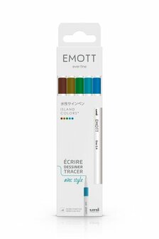 Uni Emott fineliner set 5 kleuren - island