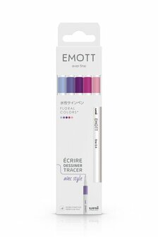 Uni Emott fineliner set 5 kleuren - floral