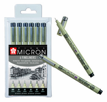 Pigma micron set 6 fineliners