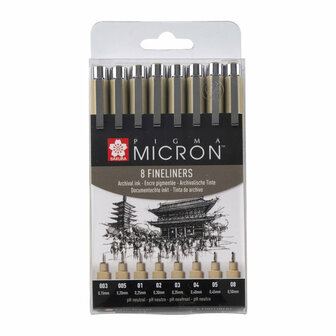 Pigma Micron set 8 fineliners